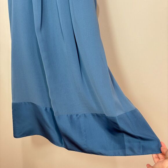 Banana Republic Silk Dress S Chiffon Blue Sheath Racerback Wedding Cocktails - Picture 5 of 8